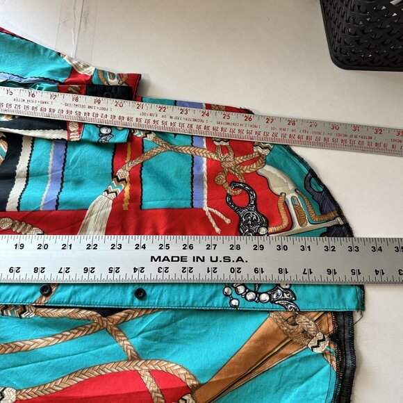 Vtg Millers Harness Womens Western Shirt Small Rodeo Saddle All over Print Teal - Picture 8 of 8